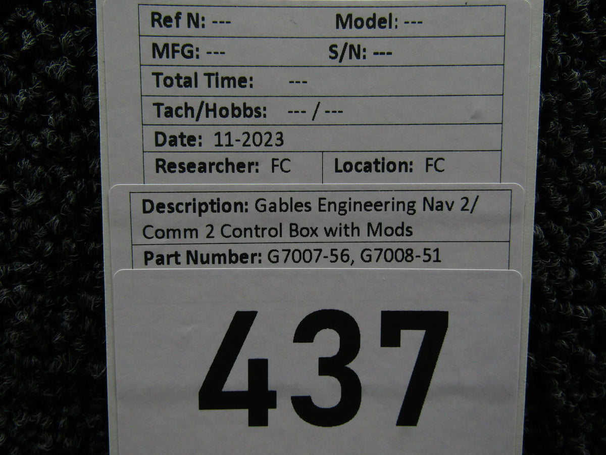 Gables G7007-56, G7008-51 Gables Engineering Nav 2-Comm 2 Control Box with Mods
