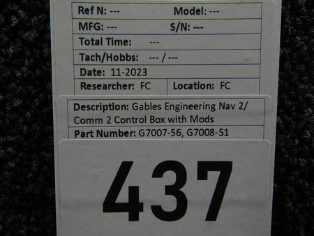 Gables G7007-56, G7008-51 Gables Engineering Nav 2-Comm 2 Control Box with Mods