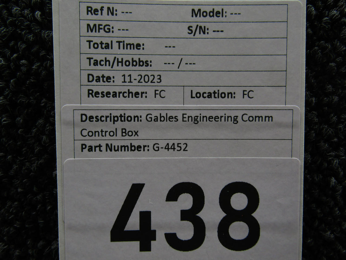 Gables G-4452 Gables Engineering Comm Control Box