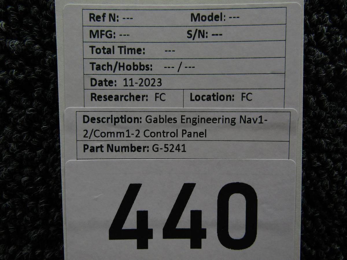 Gables G-5241 Gables Engineering Nav1-2, Comm1-2 Control Panel