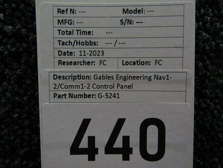 Gables G-5241 Gables Engineering Nav1-2, Comm1-2 Control Panel