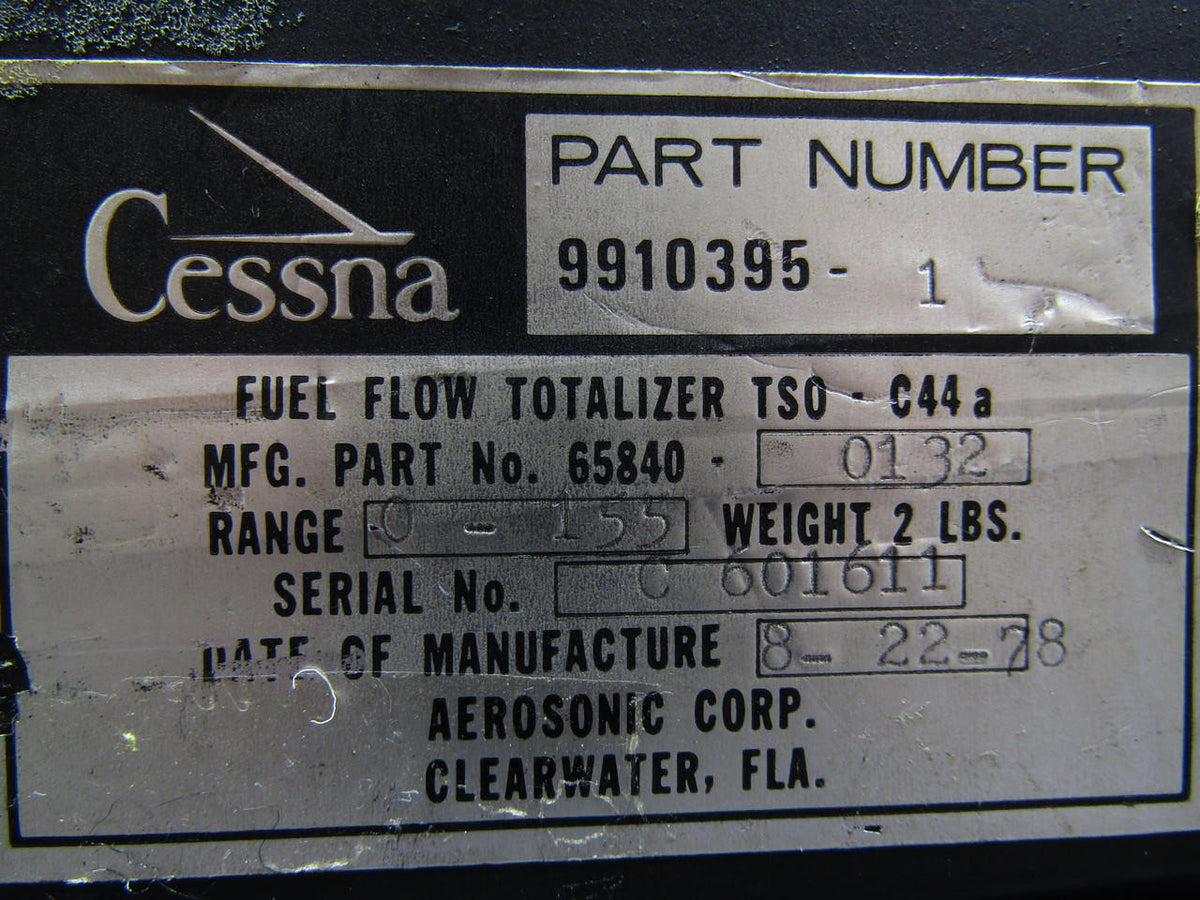 Aerosonic 65840-0132 (Alt:9910395-1) Aerosonic Fuel Flow Totalizer Indicator