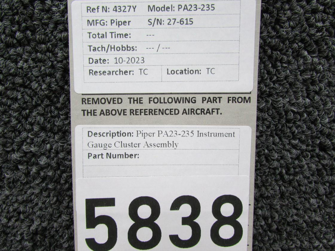 Piper Aircraft Parts Piper PA23-235 Instrument Gauge Cluster Assembly