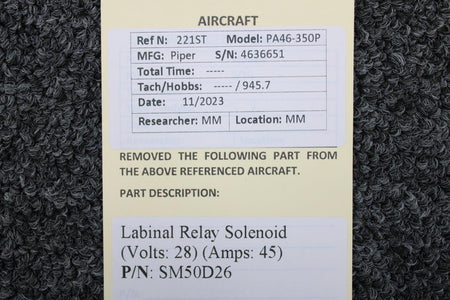 Labinal SM50D26 Labinal Relay Solenoid (Volts: 28) (Amps: 45)