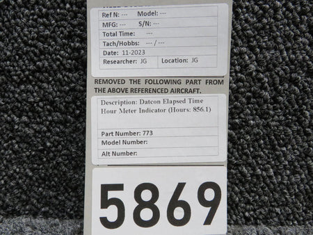 Datcon 773 Datcon Elapsed Time Hour Meter Indicator (Hours: 856.1)