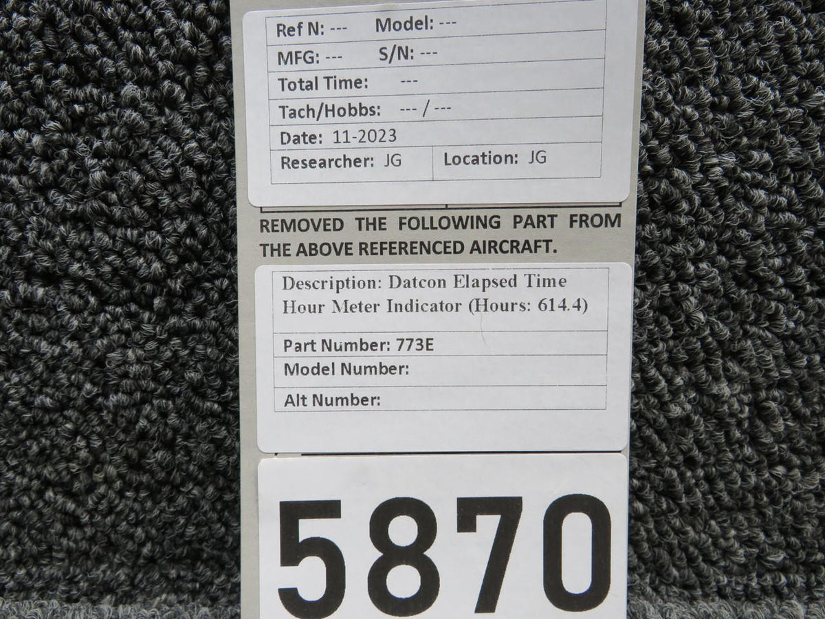 Datcon 773E Datcon Elapsed Time Hour Meter Indicator (Hours: 614.4)