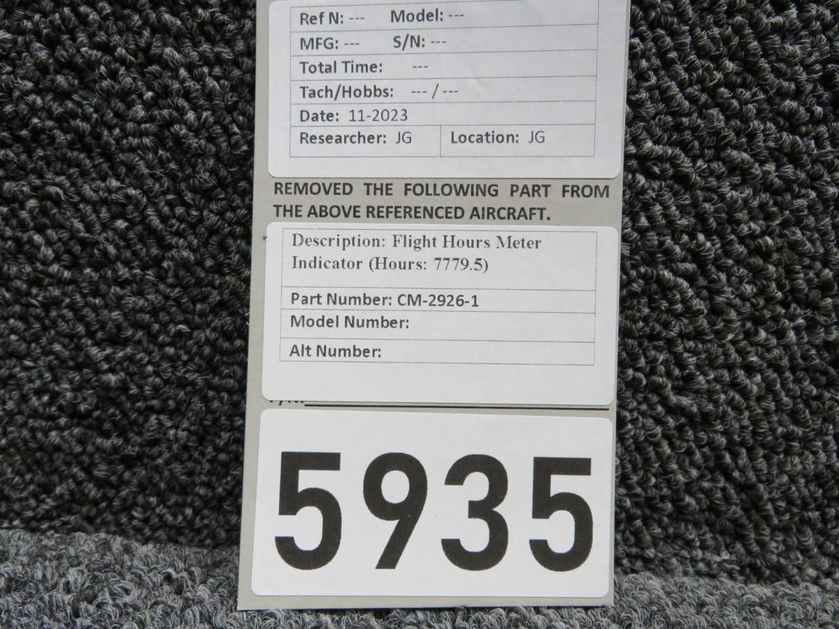 Does Not Apply CM-2926-1 Flight Hours Meter Indicator (Hours: 7779.5)