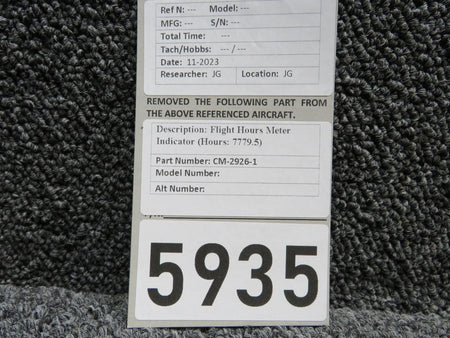 Does Not Apply CM-2926-1 Flight Hours Meter Indicator (Hours: 7779.5)