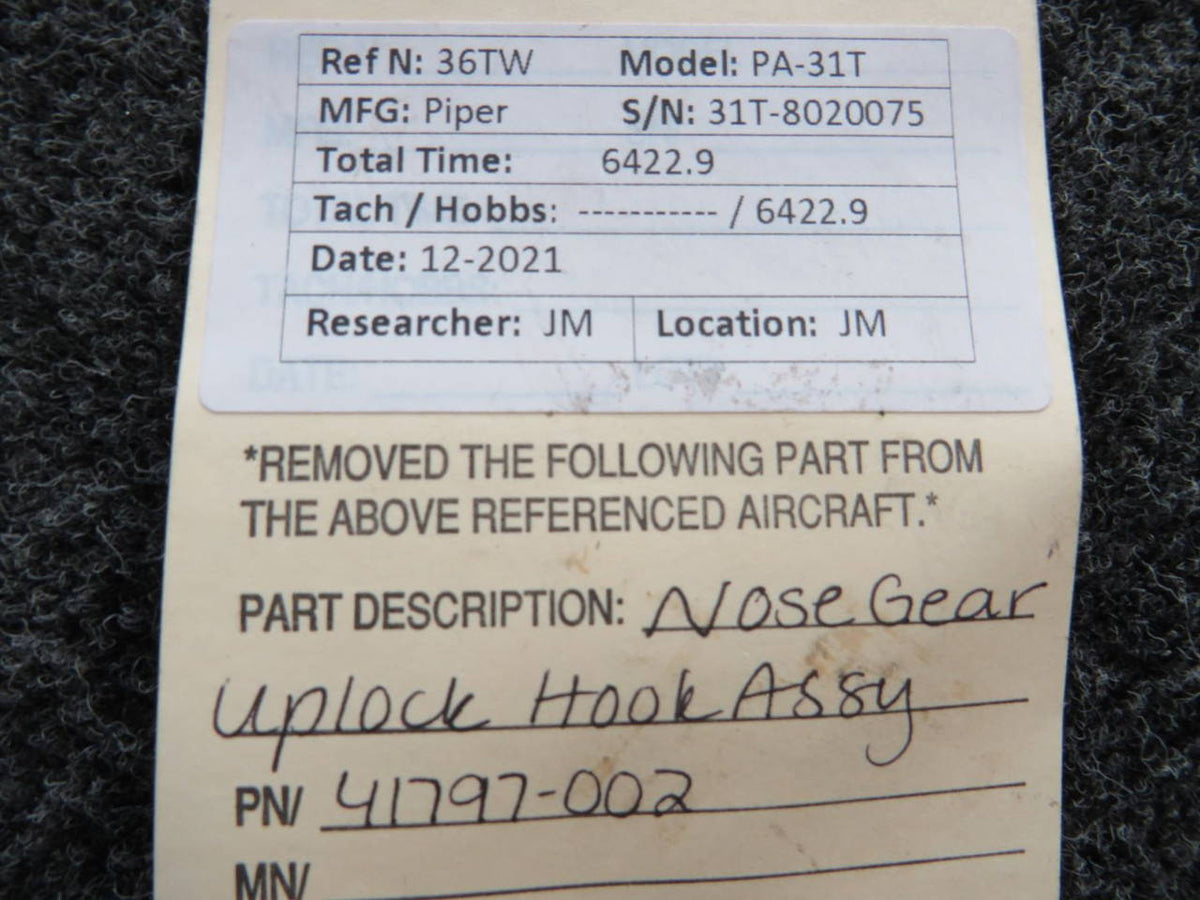 41797-002 Piper PA-31T Hook Nose Gear Uplock BAS Part Sales | Airplane Parts