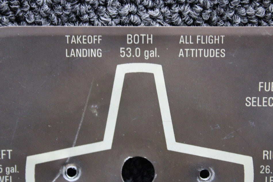 0505095-10 Cessna 172S Fuel Selector Placard (53 Gallon)