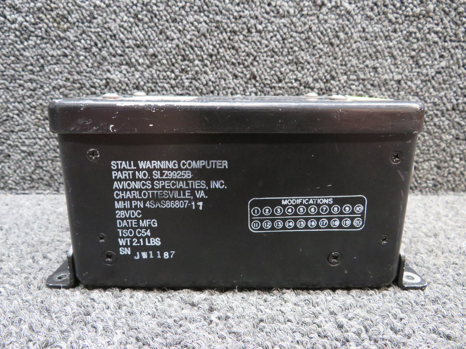 SLZ9925B (Alt: 4SAS86807-17) Avionics Specialties Stall Warning Computer (28V)