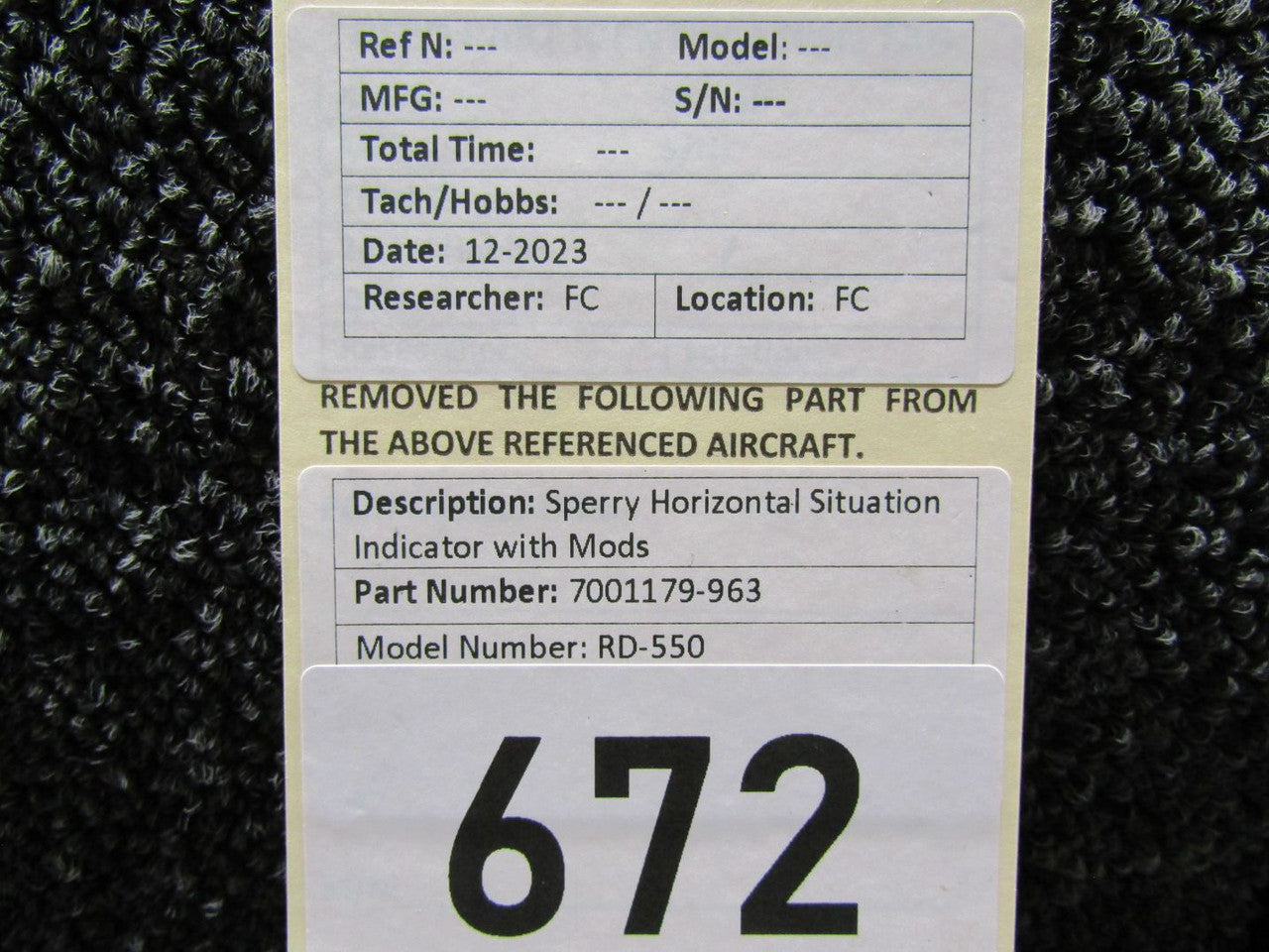 7001179-963 Sperry RD-550 Horizontal Situation Indicator with