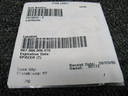 2070033-2 Beech Spacer (New) (M19) BAS Part Sales | Airplane Parts