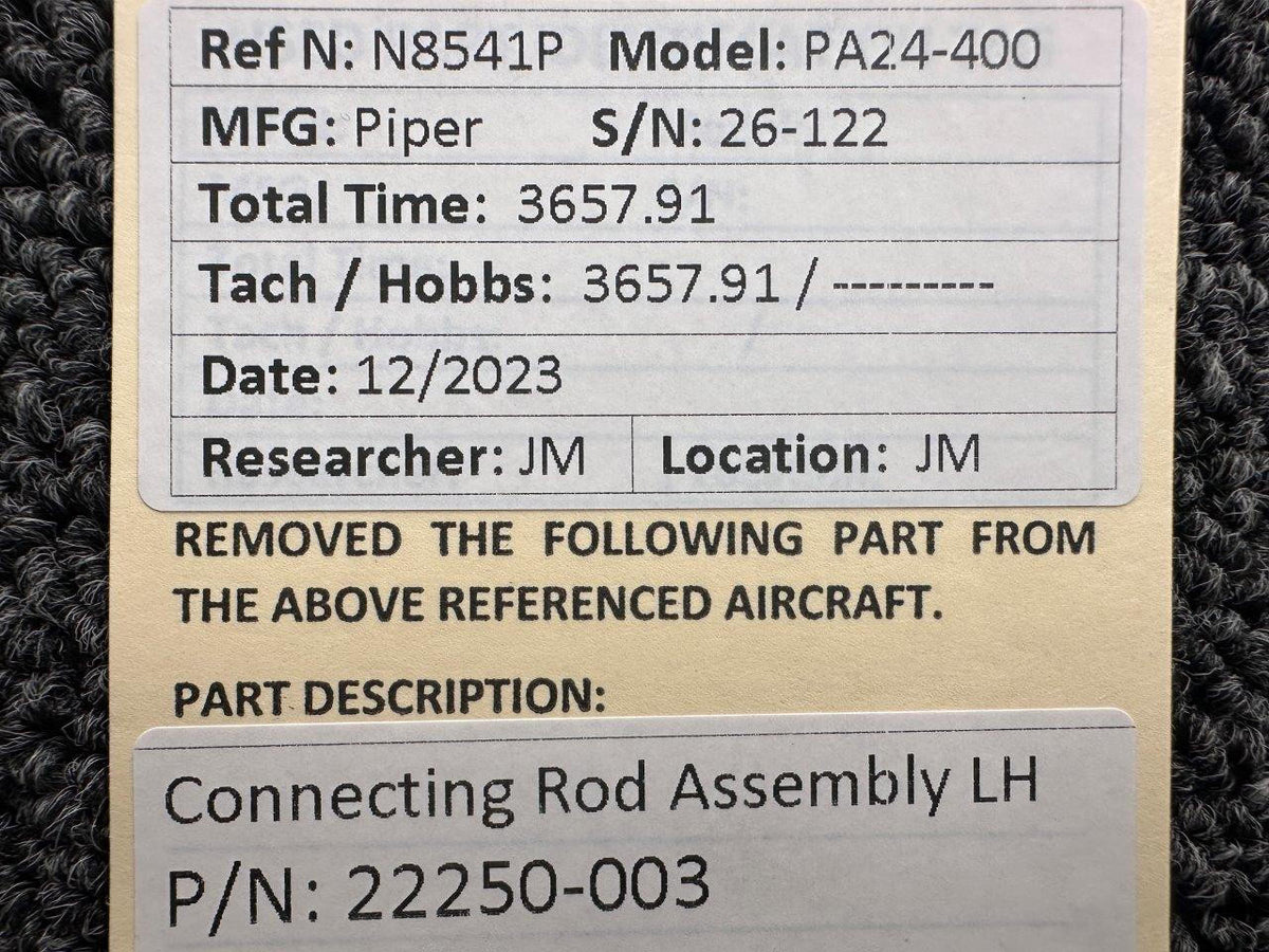 Piper Aircraft Parts 22250-003 Piper PA24-400 Connecting Rod Assembly LH