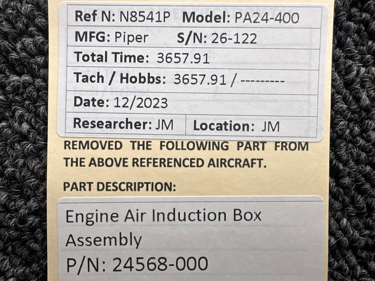 Piper Aircraft Parts 24568-000 Piper PA24-400 Engine Air Induction Box Assembly