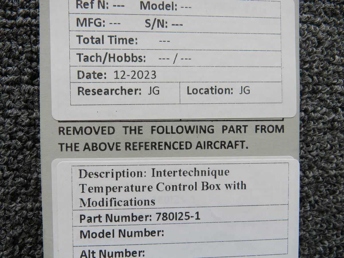 Intertechnique 780I25-1 Intertechnique Temperature Control Box with Modifications