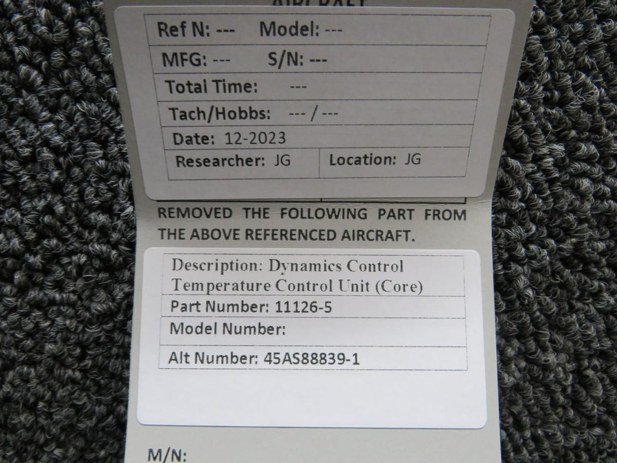 Dynamic Controls 11126-5 (Alt: 45AS88839-1) Dymanics Control Temperature Control Unit (Core)