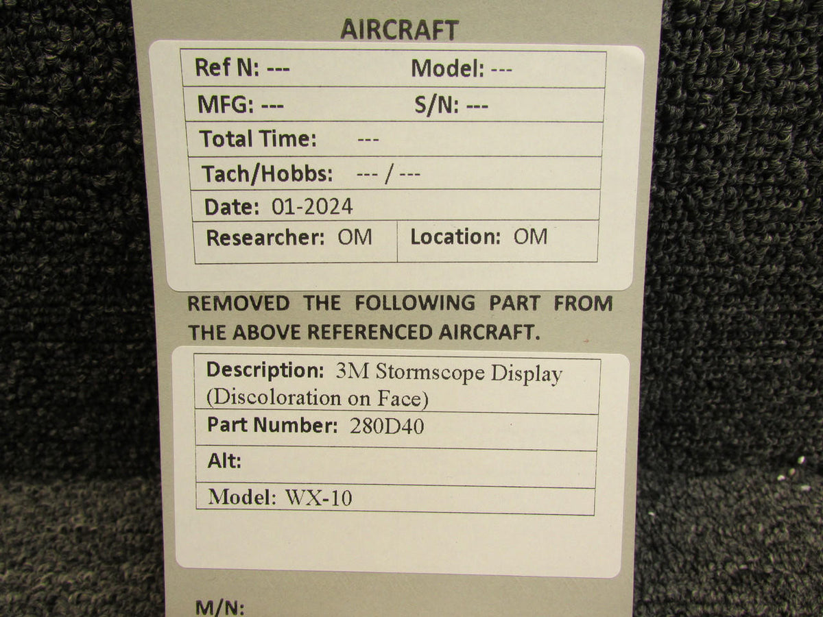 3M 280D40 3M WX-10 Stormscope Display (Discoloration on Face)