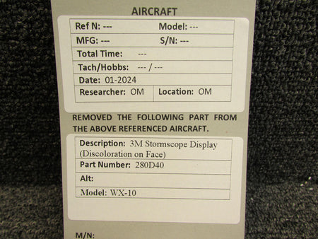 3M 280D40 3M WX-10 Stormscope Display (Discoloration on Face)