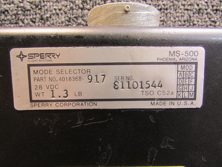 Sperry 4018368-917 Sperry MS-500 Mode Selector (Volts: 28)