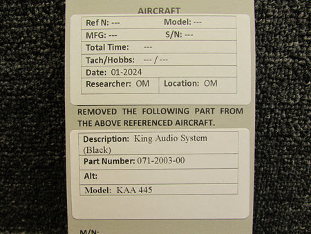 King 071-2003-00 King KAA-445 Audio System (Black)