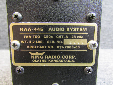 King 071-2003-00 King KAA-445 Audio System (Black)
