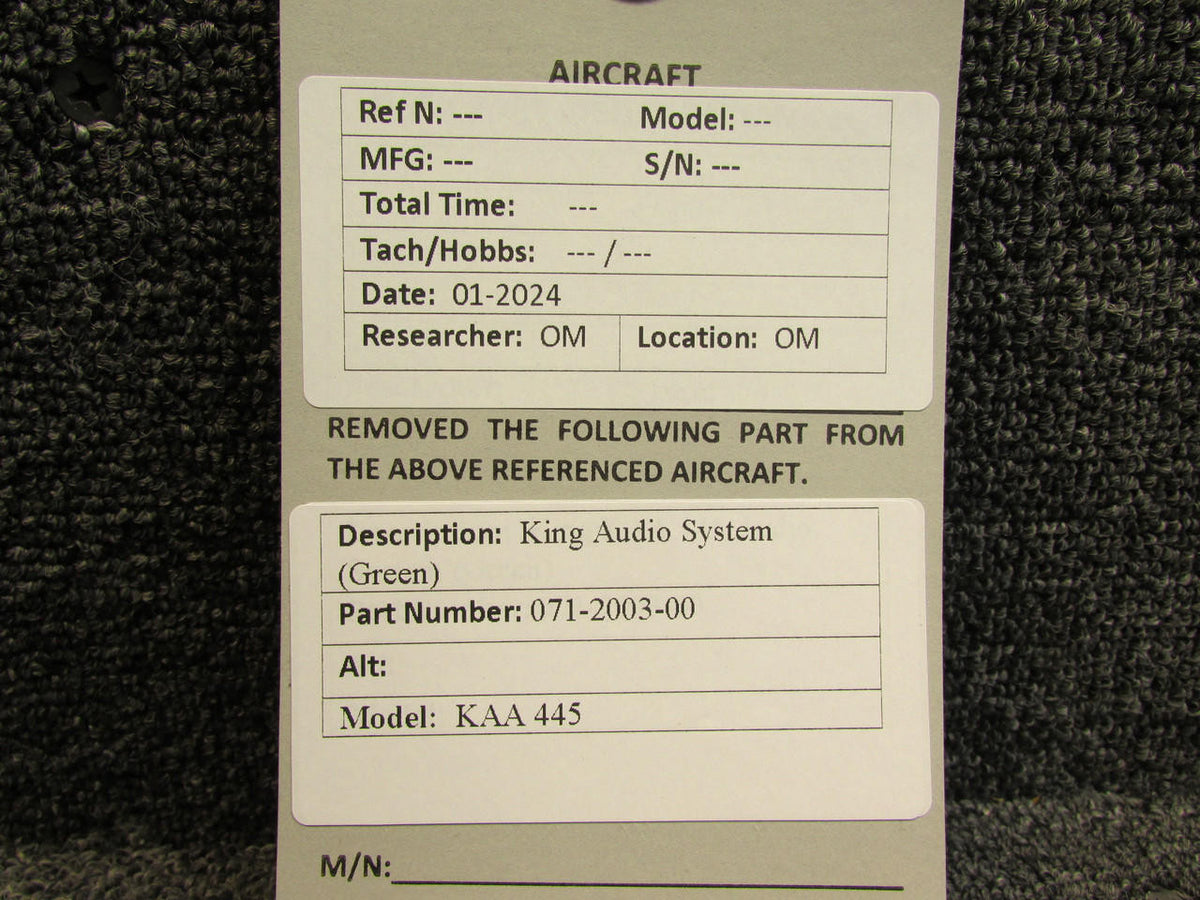 King 071-2003-00 King KAA-445 Audio System (Green)
