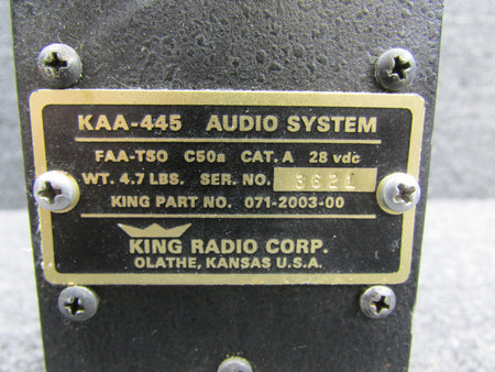 King 071-2003-00 King KAA-445 Audio System with Modifications (Black)