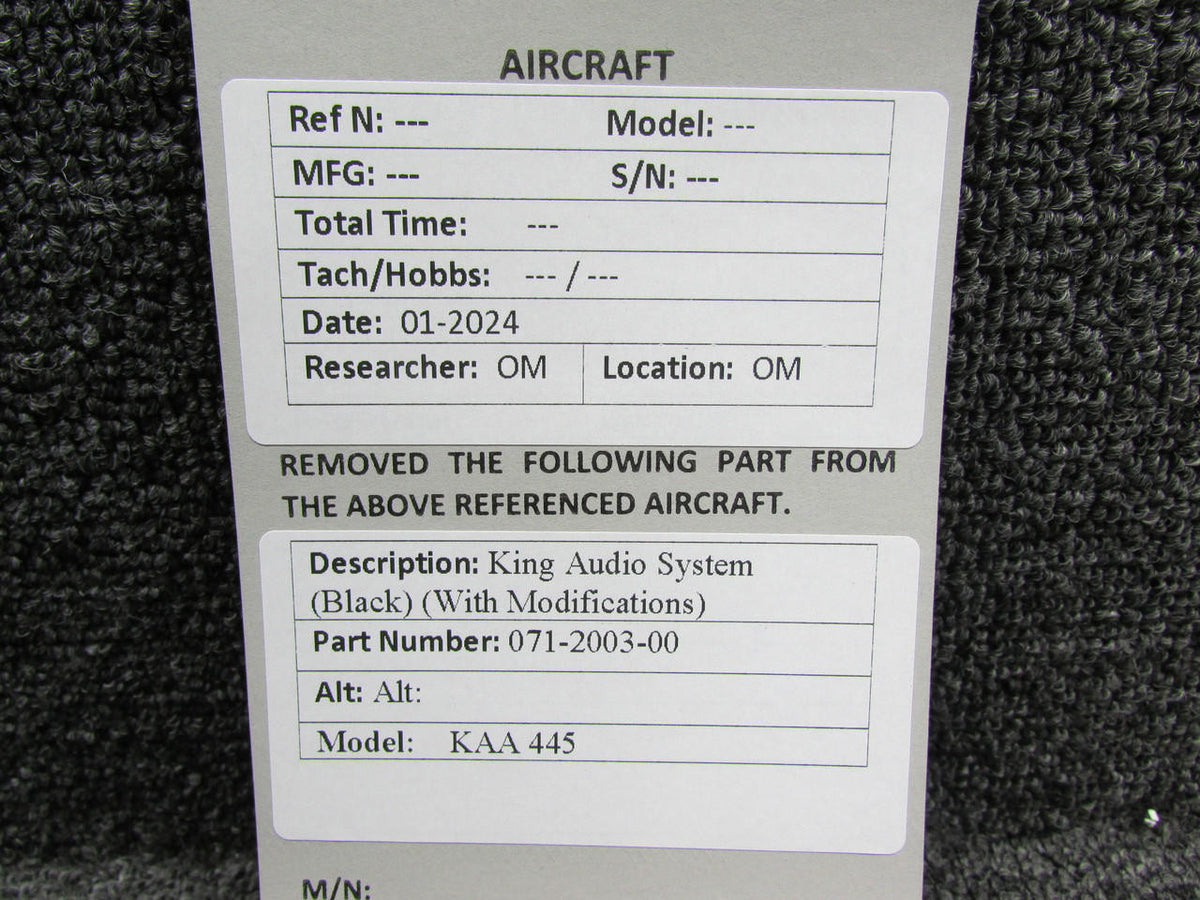 King 071-2003-00 King KAA-445 Audio System with Modifications (Black)