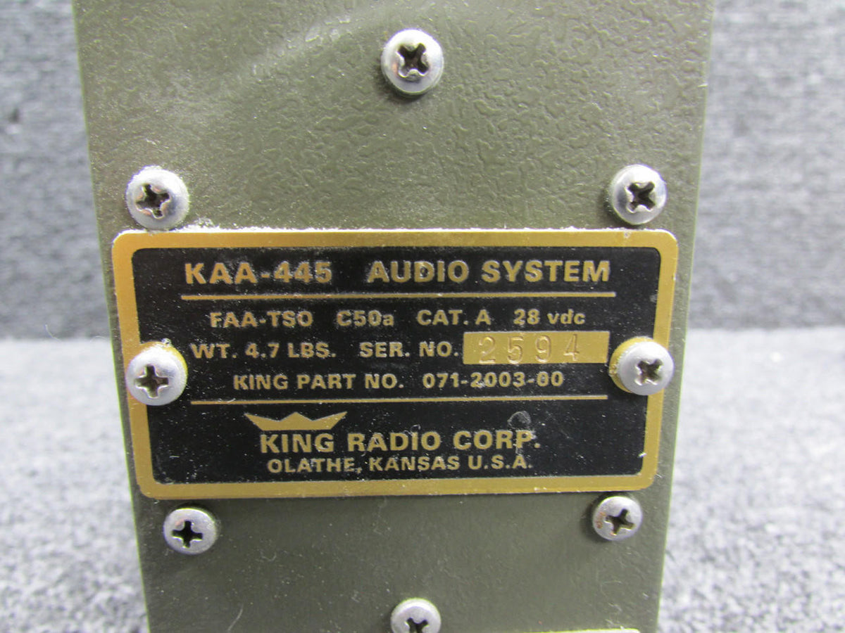 King 071-2003-00 King KAA-445 Audio System with Modifications (Green)