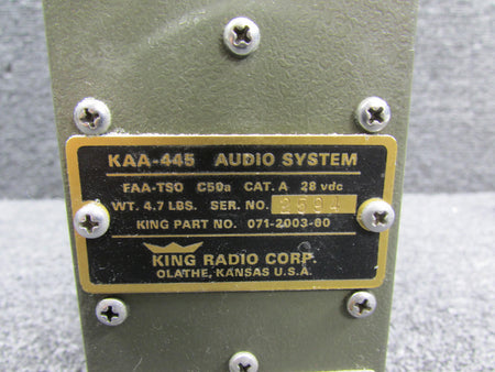 King 071-2003-00 King KAA-445 Audio System with Modifications (Green)