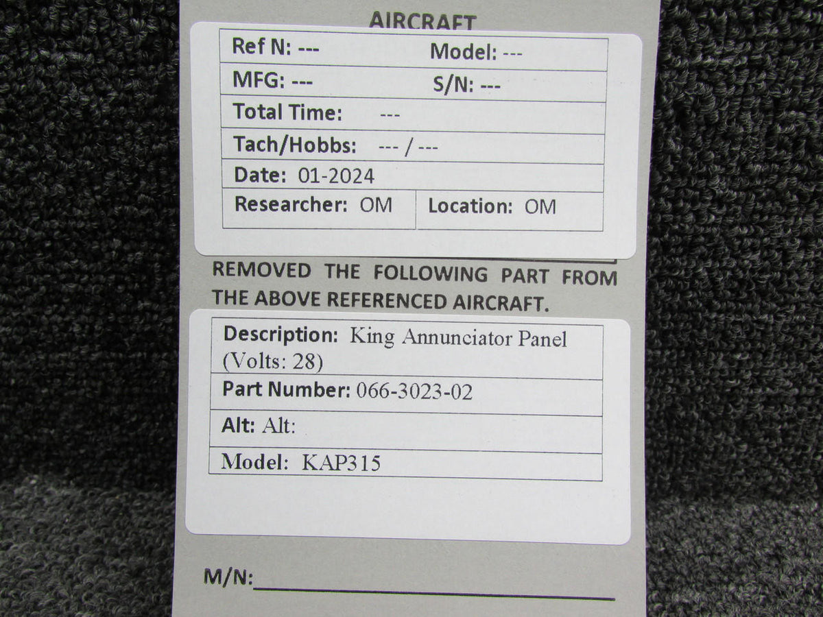King 066-3023-02 King KAP-315 Annunciator Panel (Volts: 28)
