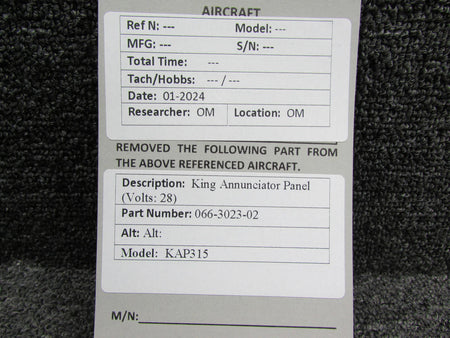 King 066-3023-02 King KAP-315 Annunciator Panel (Volts: 28)