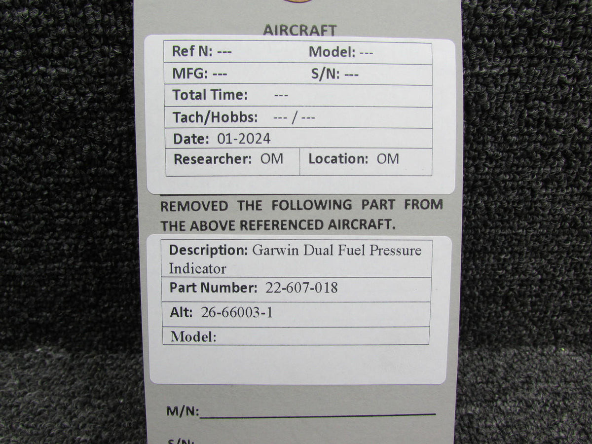 Garwin 22-607-018 (Alt: 26-66003-1) Garwin Dual Fuel Pressure Indicator