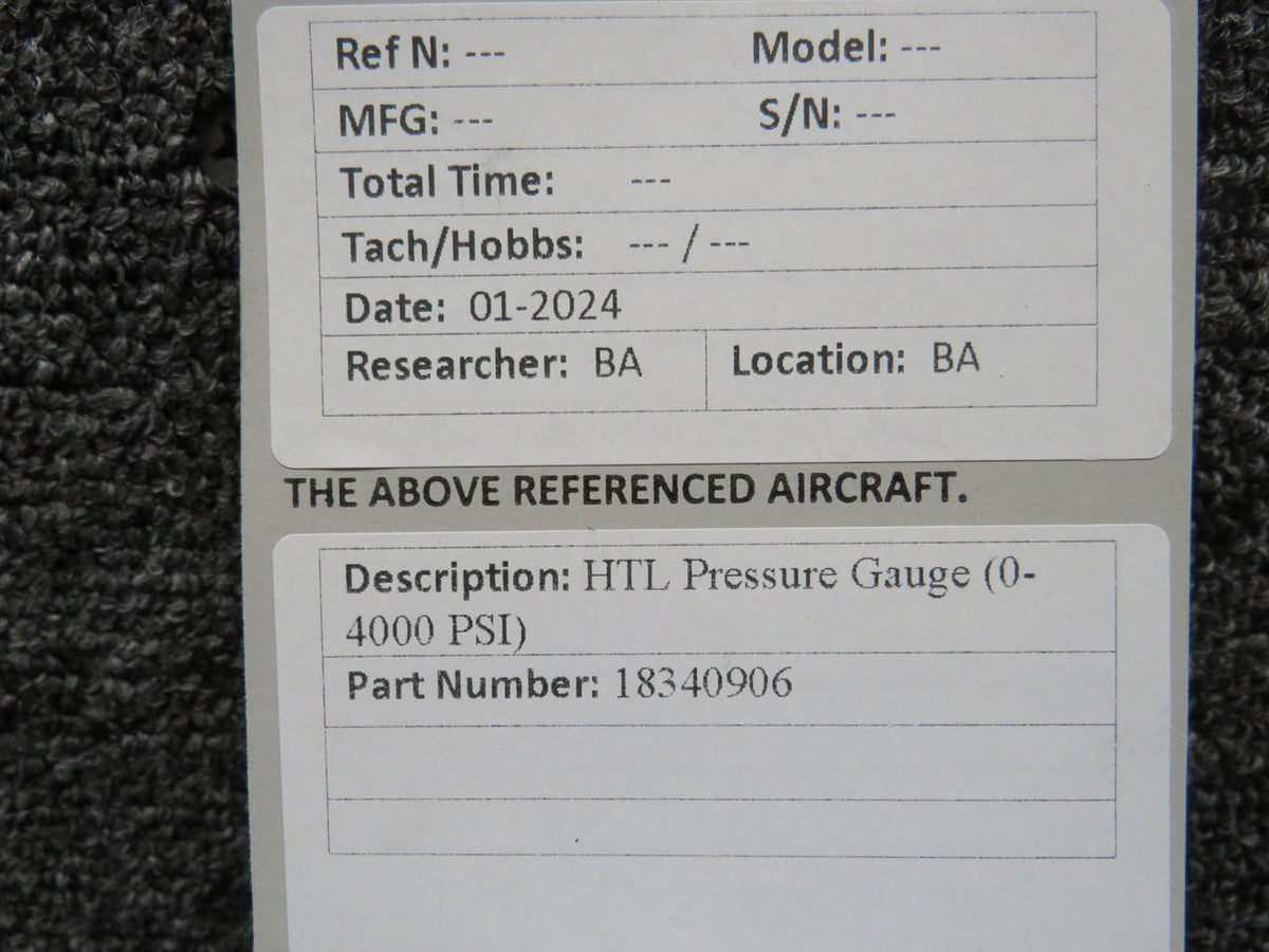HTL 18340906 HTL Pressure Gauge (0-4000 PSI)