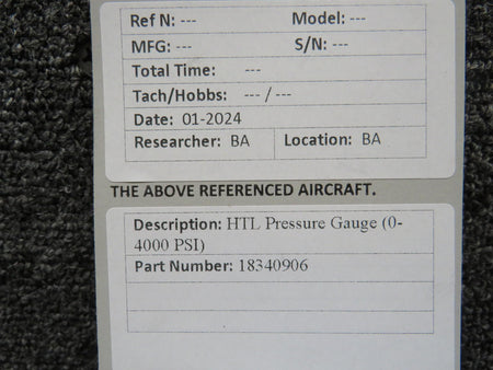 HTL 18340906 HTL Pressure Gauge (0-4000 PSI)