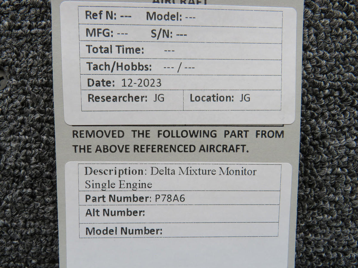 Delta P78A6 Delta Mixture Monitor Single Engine