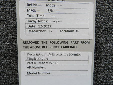 Delta P78A6 Delta Mixture Monitor Single Engine