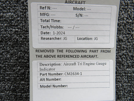 Aircraft Instruments CM2634-1 Aircraft Instruments Tri Engine Gauge Indicator