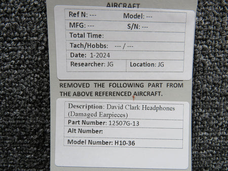David Clark 12507G-13 David Clark H10-36 Headphones (Damaged Earpieces)