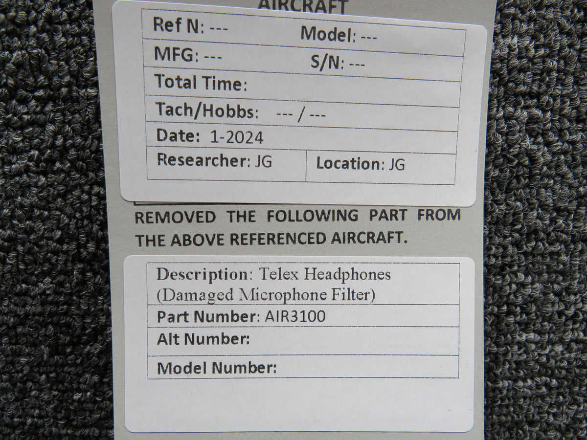Telex AIR3100 Telex Headphones (Damaged Microphone Filter)