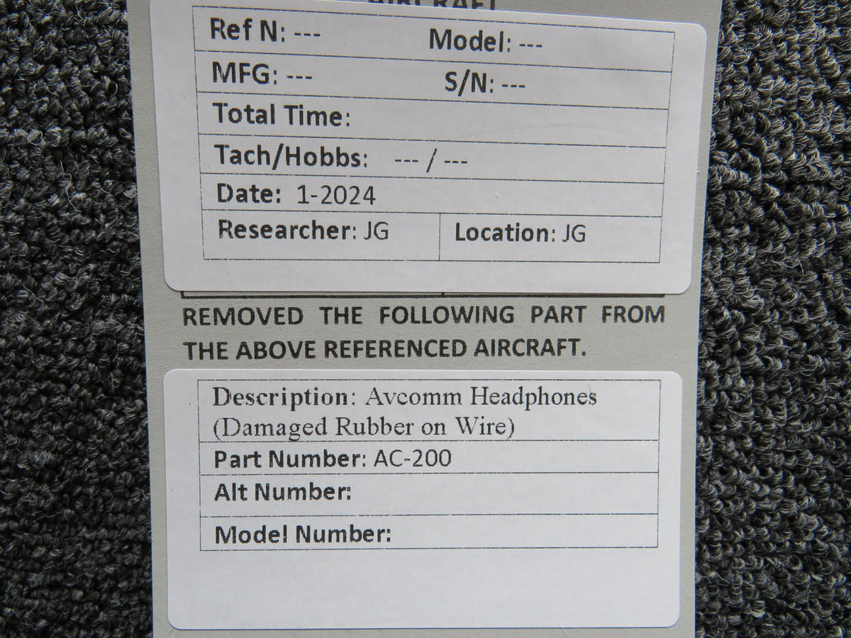 Avcomm AC-200 Avcomm Headphones (Damaged Rubber on Wire)
