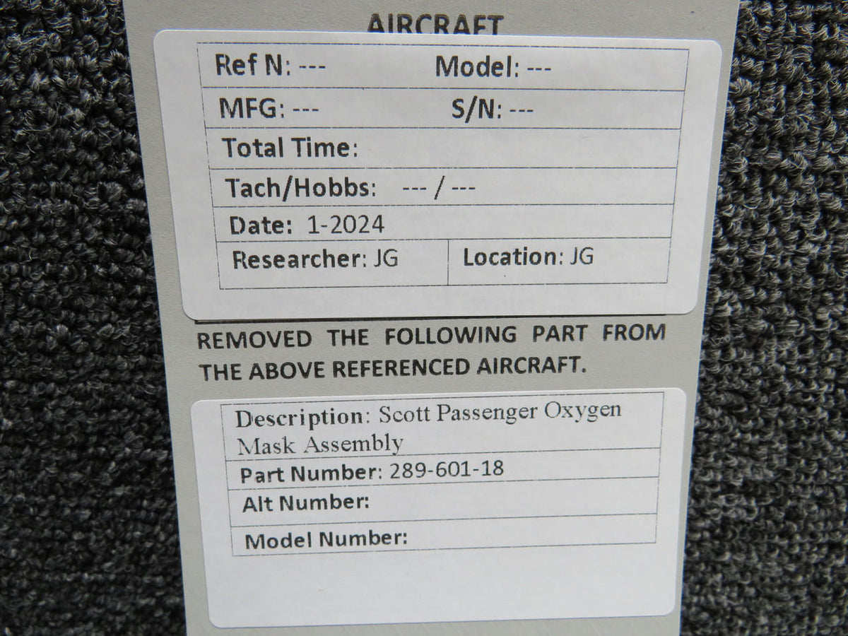 scott 289-601-18 Scott Passenger Oxygen Mask Assembly