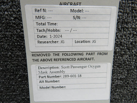 scott 289-601-18 Scott Passenger Oxygen Mask Assembly