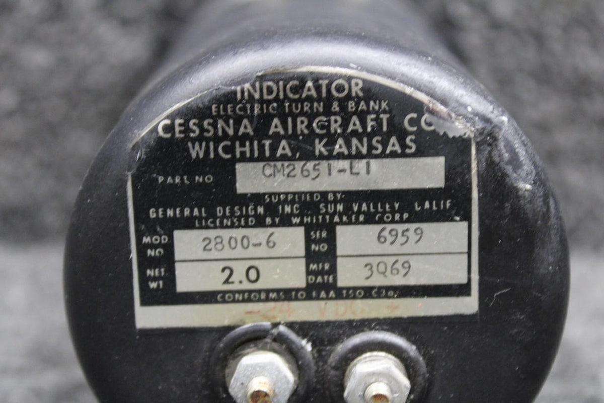General Design CM2651-L1 General Design 2800-6 Turn and Bank Indicator (24V)