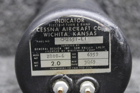 General Design CM2651-L1 General Design 2800-6 Turn and Bank Indicator (24V)