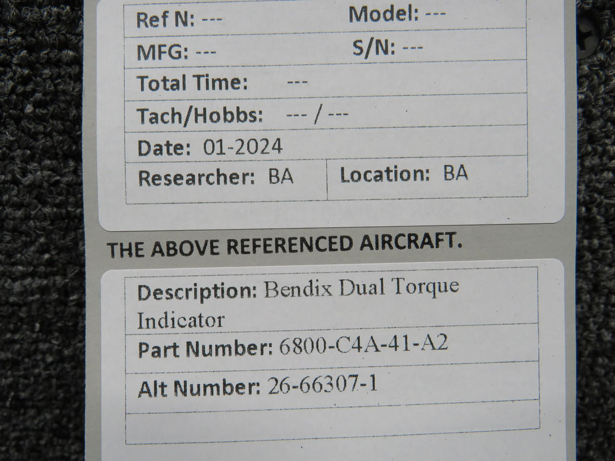 Bendix 6800-C4A-41-A2 (Alt: 26-66307-1) Bendix Dual Torque Indicator