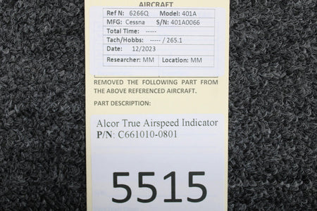 Alcor C661010-0801 Alcor True Airspeed Indicator