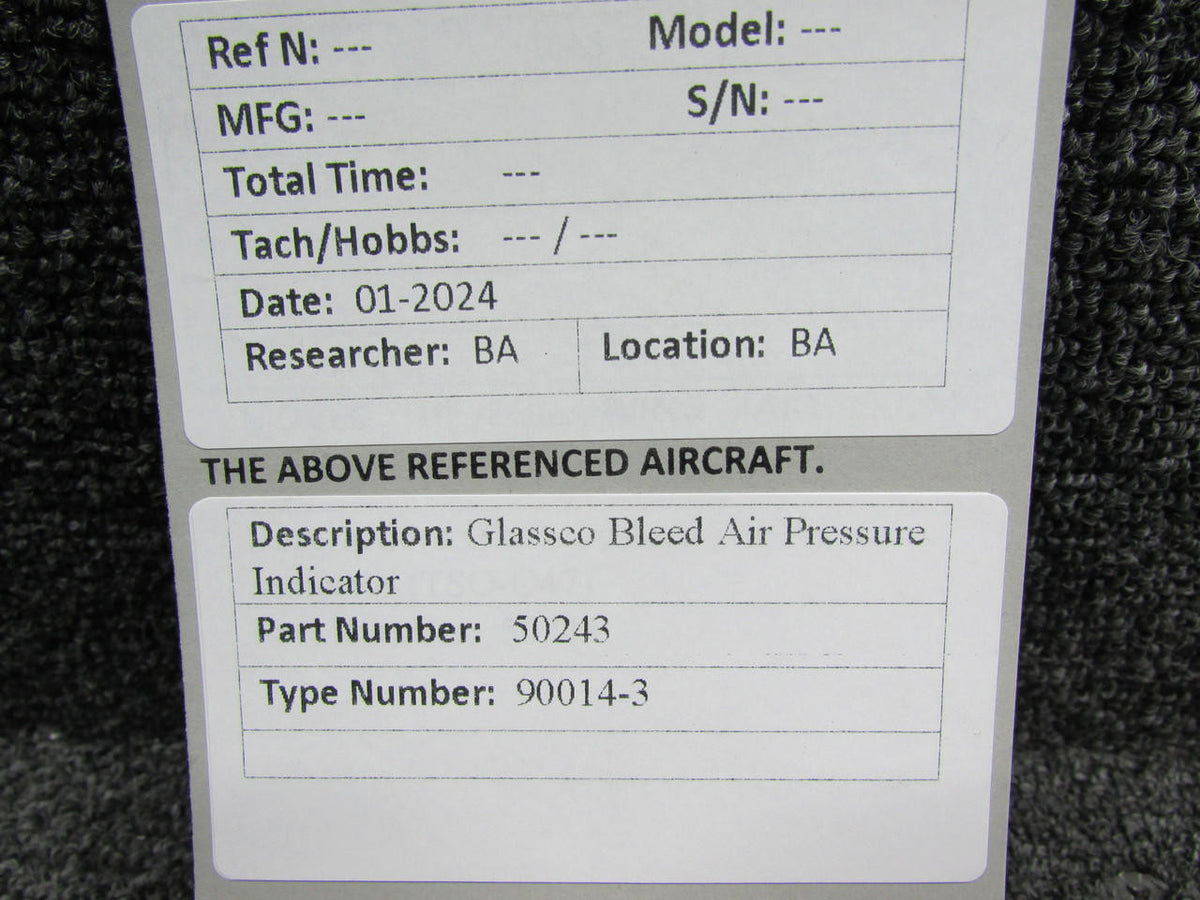 Glassco 50243 Glassco Bleed Air Pressure Indicator (Type 90014-3)