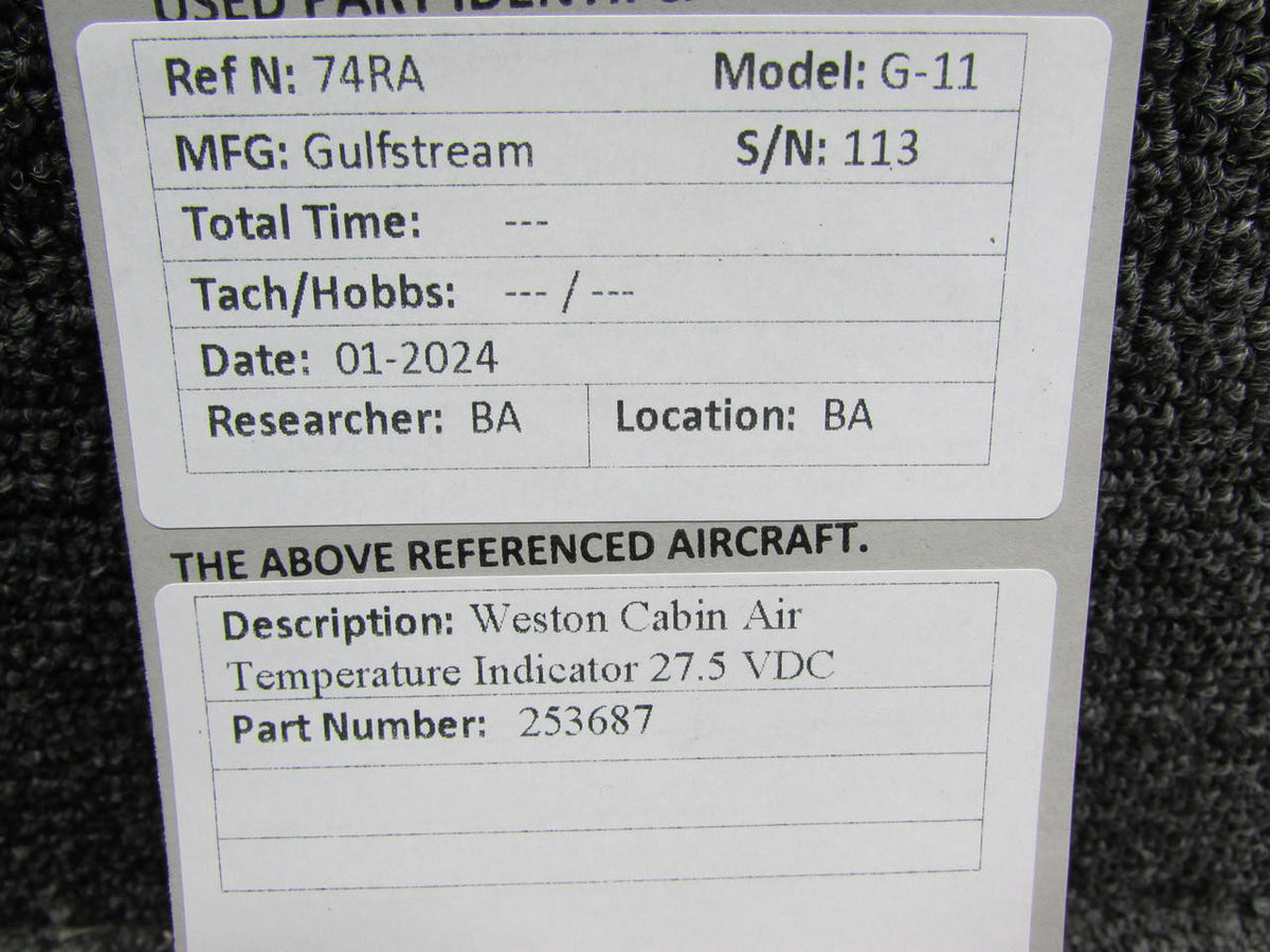 Weston 253687 Weston Cabin Air Temperature Indicator 27.5 VDC